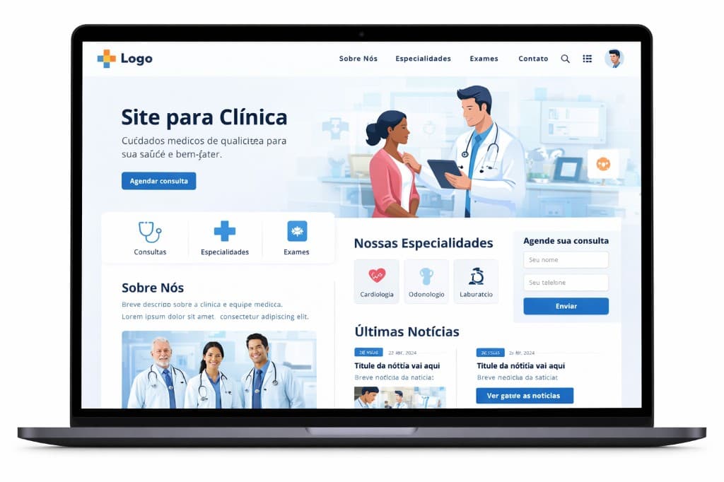 Site premium para clínica em notebook